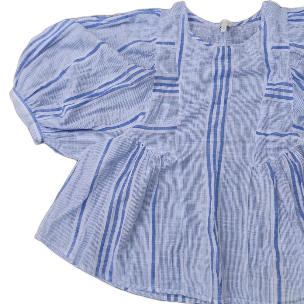 Lucky Brand Cindy Stripe Peasant Top M - Picture 4 of 9